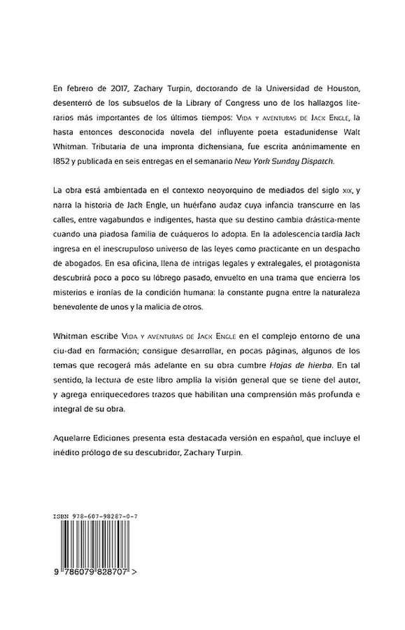 Vida y aventuras de Jack Engle | Walt Whitman