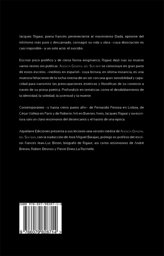 Agencia general del suicidio | Jacques Rigaut